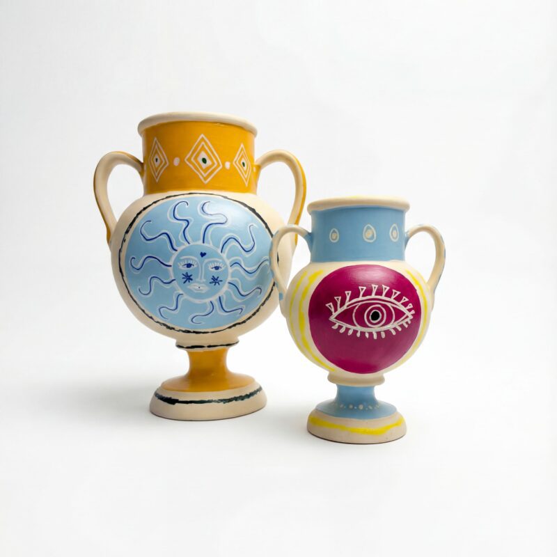 Gardien-Lumière-grande-piccolo-anton-hasler-sculpture-vase-face-2-yellow-yellow-ceramic-artwork