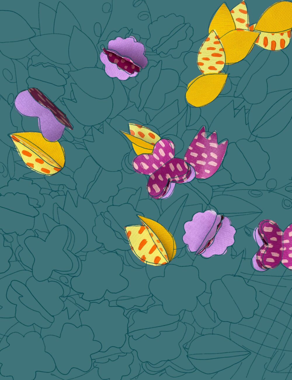 flowers-table-II-justyna-maria-porowska-contemporary-artist-ceramic-painting-work-in-progress